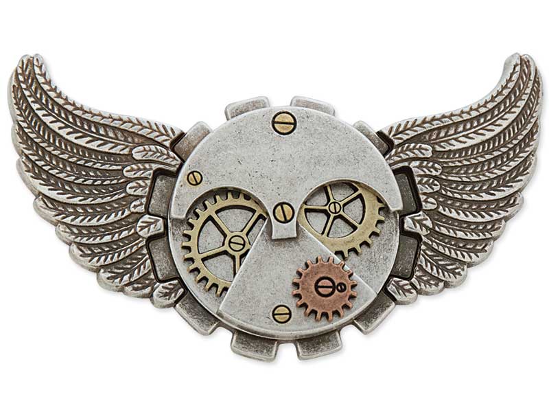 Tandy Leather Flying Time Gear Trophy Buckle 1-3/4" (44 mm) #1799-02 image 0