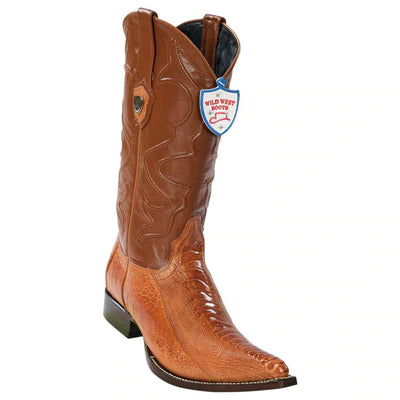 WILD WEST BOOTS #2950503 MEN'S | COLOR COGNAC | MEN'S WILD WEST OSTRICH LEG 3X TOE BOOTS HANDCRAFTED image 0
