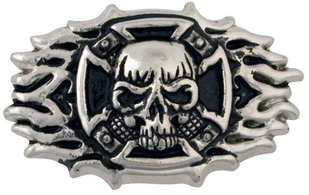 Tandy Leather Skull Cross Frame Cycle Concho 2" (5.1 cm) x 1-1/2" (38 mm) #71502-01 image 0