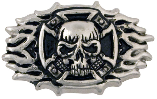 Tandy Leather Skull Cross Frame Cycle Concho 2" (5.1 cm) x 1-1/2" (38 mm) #71502-01 image 0