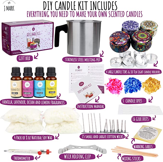 DIY Candle Making Kit for Adults – 66Pcs Candle Making Kit Supplies with Melter, Decorative Candle Tins, 8oz Natural Soy Wax, Dye, Fragrance Oils, Cotton Wicks, Melting Pot, Wick Holder for Beginners image 1