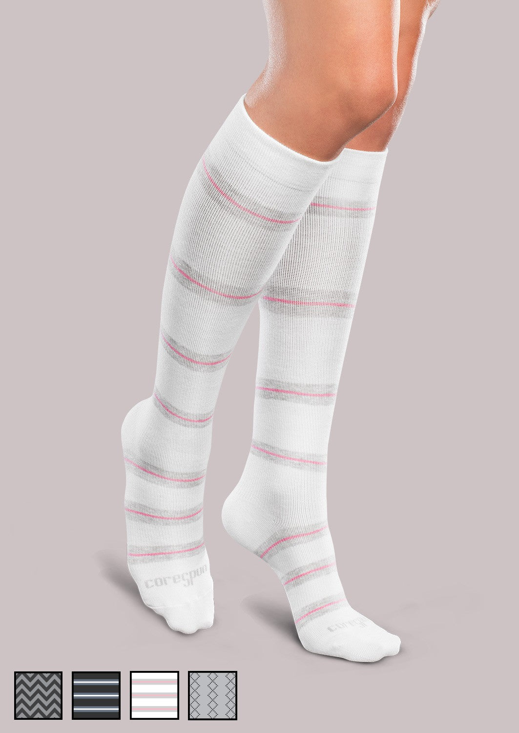 Moderate Support Socks - Patterned Core Spun image 3