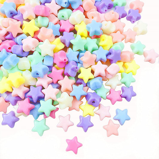 Jmassyang 250 Pieces Candy Color Acrylic Star Beads Colorful Assorted Candy Color Mix Plastic Pastel Beads Smooth Loose Spacer Mixed for Jewelry Making Rainbow Bracelets Necklaces DIY Crafts image 0