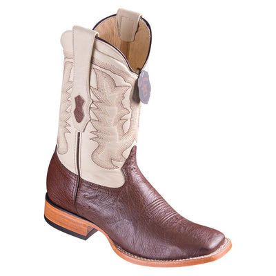 LOS ALTOS BOOTS MENS #8279707 WIDE SQUARE TOE | GENUINE SMOOTH OSTRICH LEATHER BOOTS | COLOR BROWN image 0
