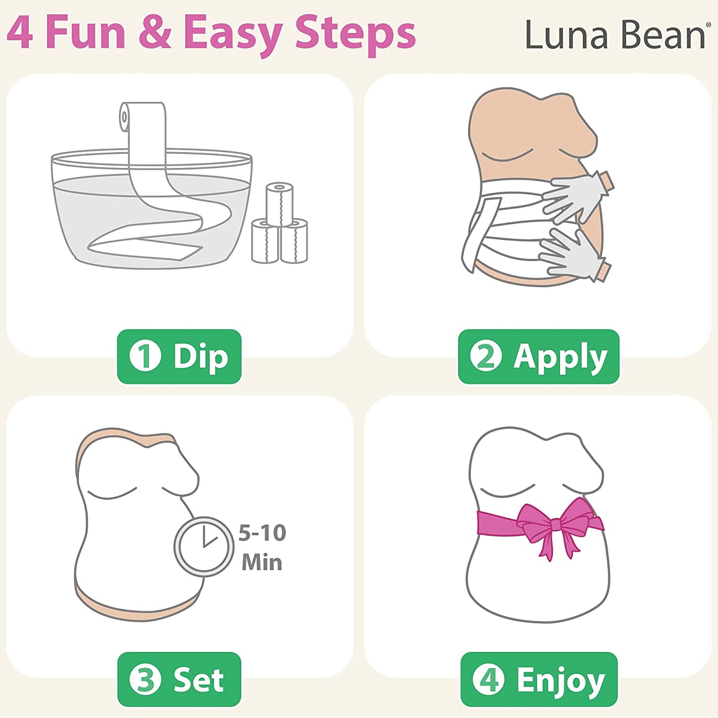Luna Bean Deluxe Belly Casting Kit Pregnancy - Baby Bellies Baby Casting Kit - Pregnancy Belly Plaster Molding Casting Kit-New Moms Casting Keepsakes image 5