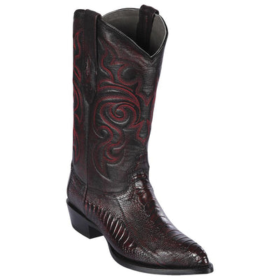 LOS ALTOS BOOTS MENS #990518 J TOE | GENUINE OSTRICH LEG BOOTS | COLOR BLACK CHERRY image 0