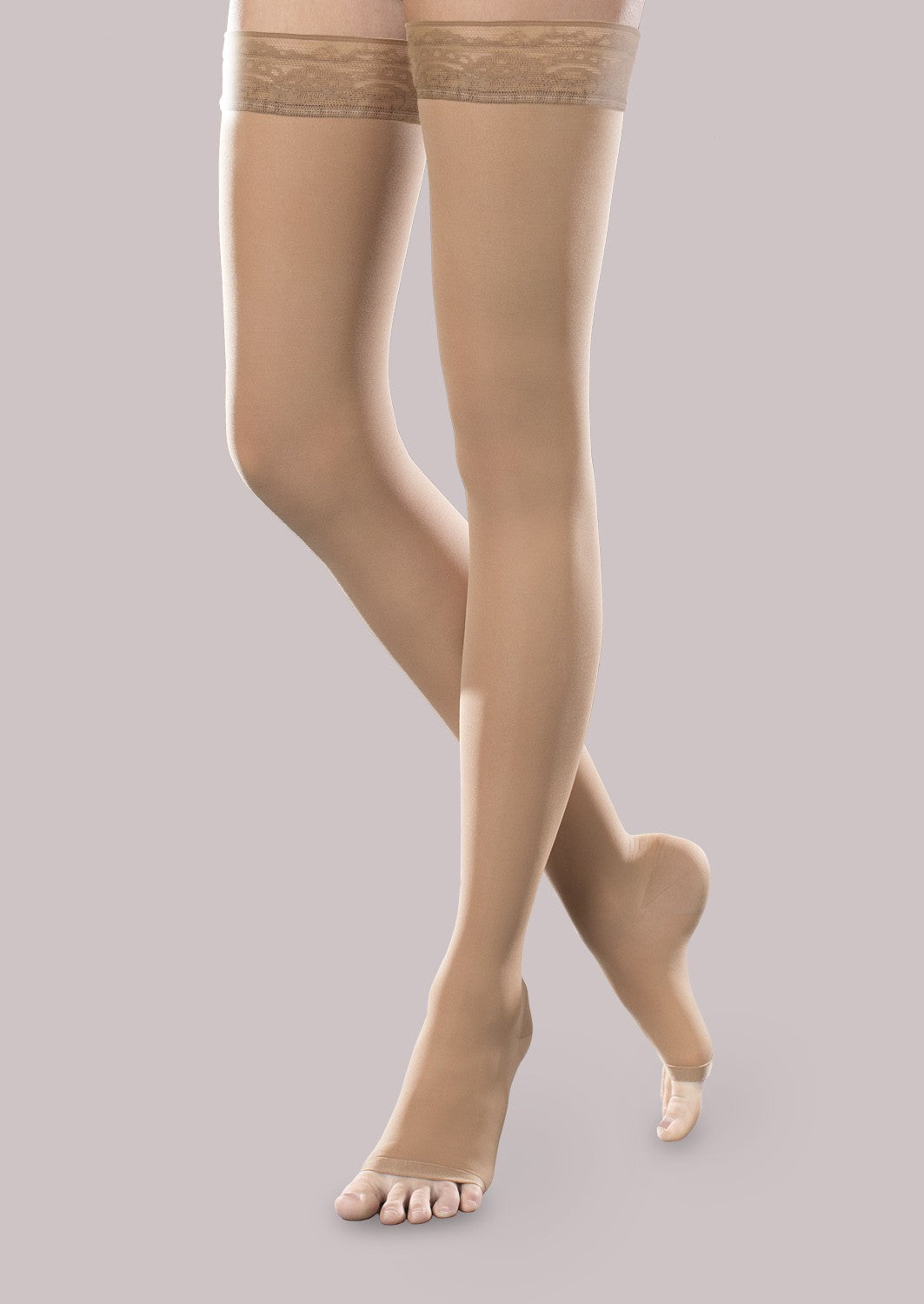 Sheer Ease Women's Open-Toe Moderate Support Thigh High (20-30 mmHg) image 2