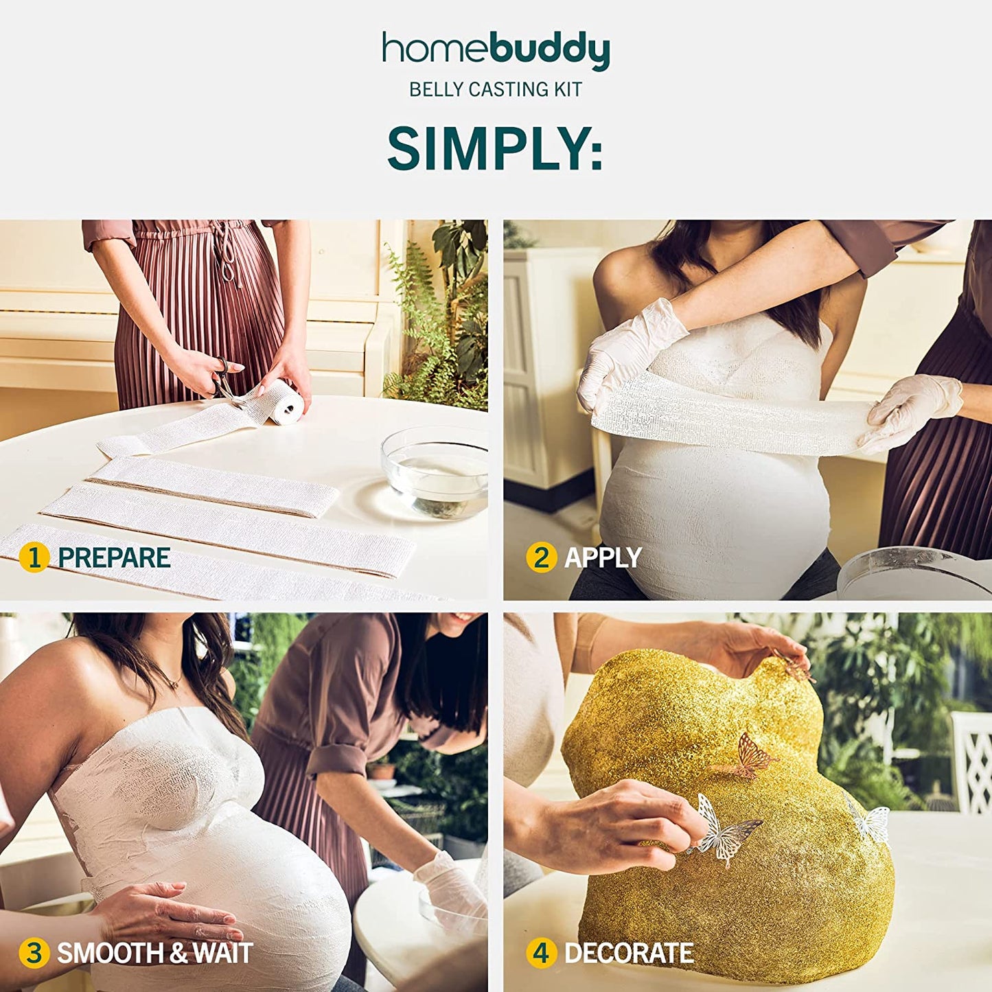 HomeBuddy Belly Cast Kit Pregnancy - DIY Pregnancy Belly Casting Kit for Expecting Moms, Unique Keepsake Pregnancy Casting Belly Kit, Belly Cast Kit Gift with Decorating Kit and Beely Painting Kit image 4