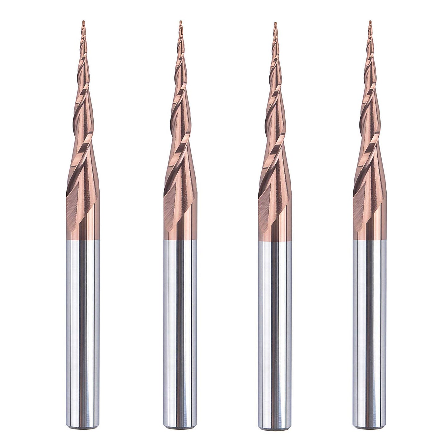 SpeTool 4Pcs Tapered Ball Nose End Mill 1/4" -3" with 0.5mm Tip Diameter (0.25mm Radius) CNC Router Bit 2D and 3D Engrave Carving Woodworking Tool image 0