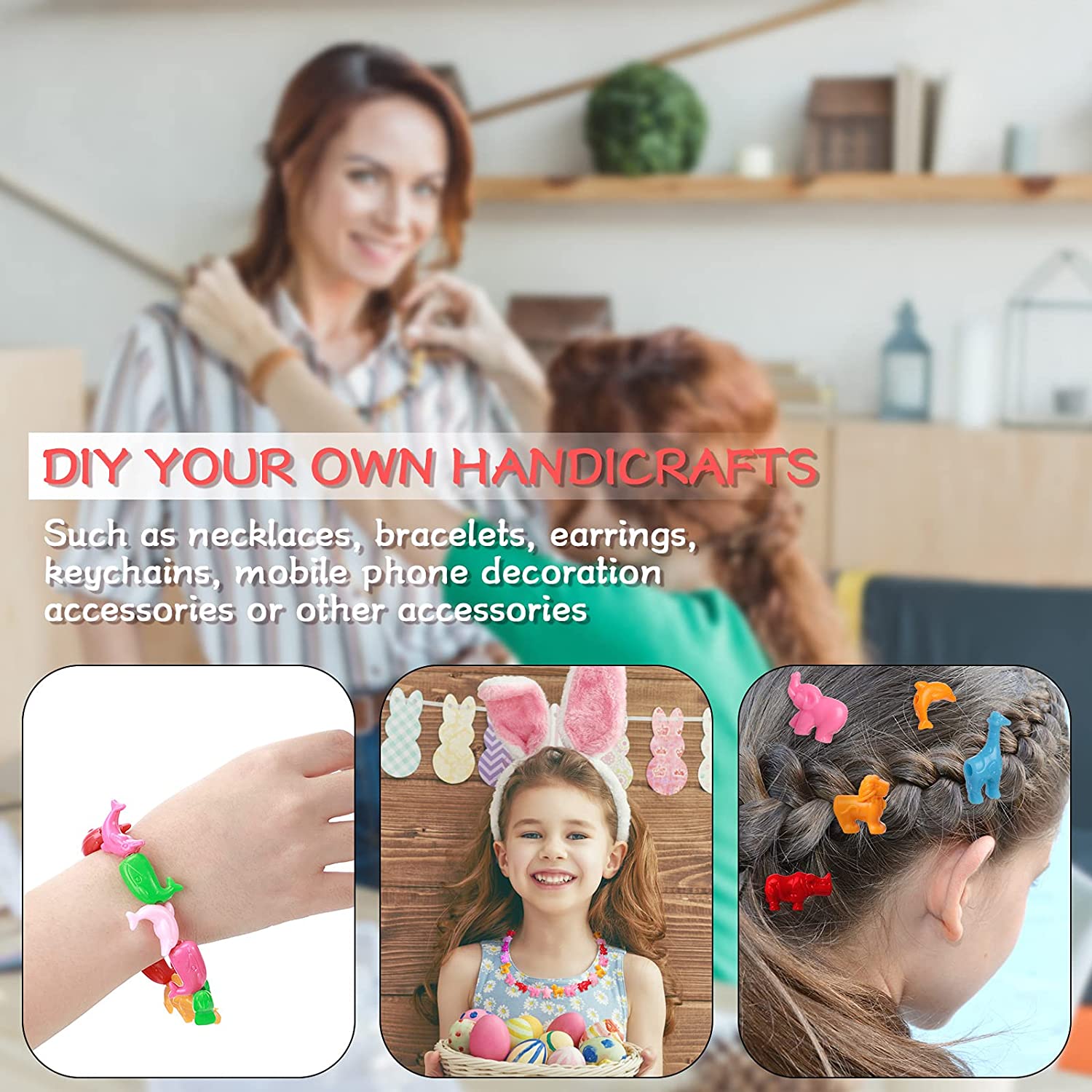 180 Pieces Animal Plastic Beads Animal Shaped 25 mm Children's Plastic Craft Beads Marine Life Animal Design Plastic Beads for Kids Make Multi Color Bracelets Crafts DIY Bracelets Necklaces Keychains image 1