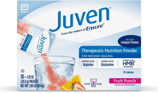 Juven Therapeutic Nutrition Drink Mix Powder for Wound Healing Support, Includes Collagen Protein, Fruit Punch, 1.01 Ounce (Pack of 30) image 0