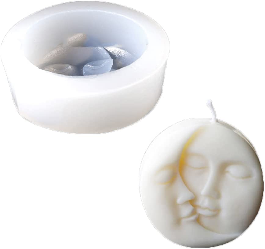 MIMIRACLE Human Face Candle Mold Abstract Face Silicone Molds DIY Soap Aromatherapy Molds 3D Portrait Sculpture Home Decor Resin Casting Mould -Moon Face image 0