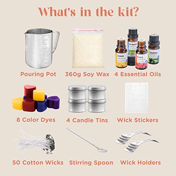 Candle Making Kit for Adults - Easy Use Homemade Candle Kit - DIY Candle Making Kit for Beginners - Candle Maker Kit Include 12.7oz Soy Wax, 50 Wicks, 4 Color Dyes, 4 Oil Scents, &amp; More image 1