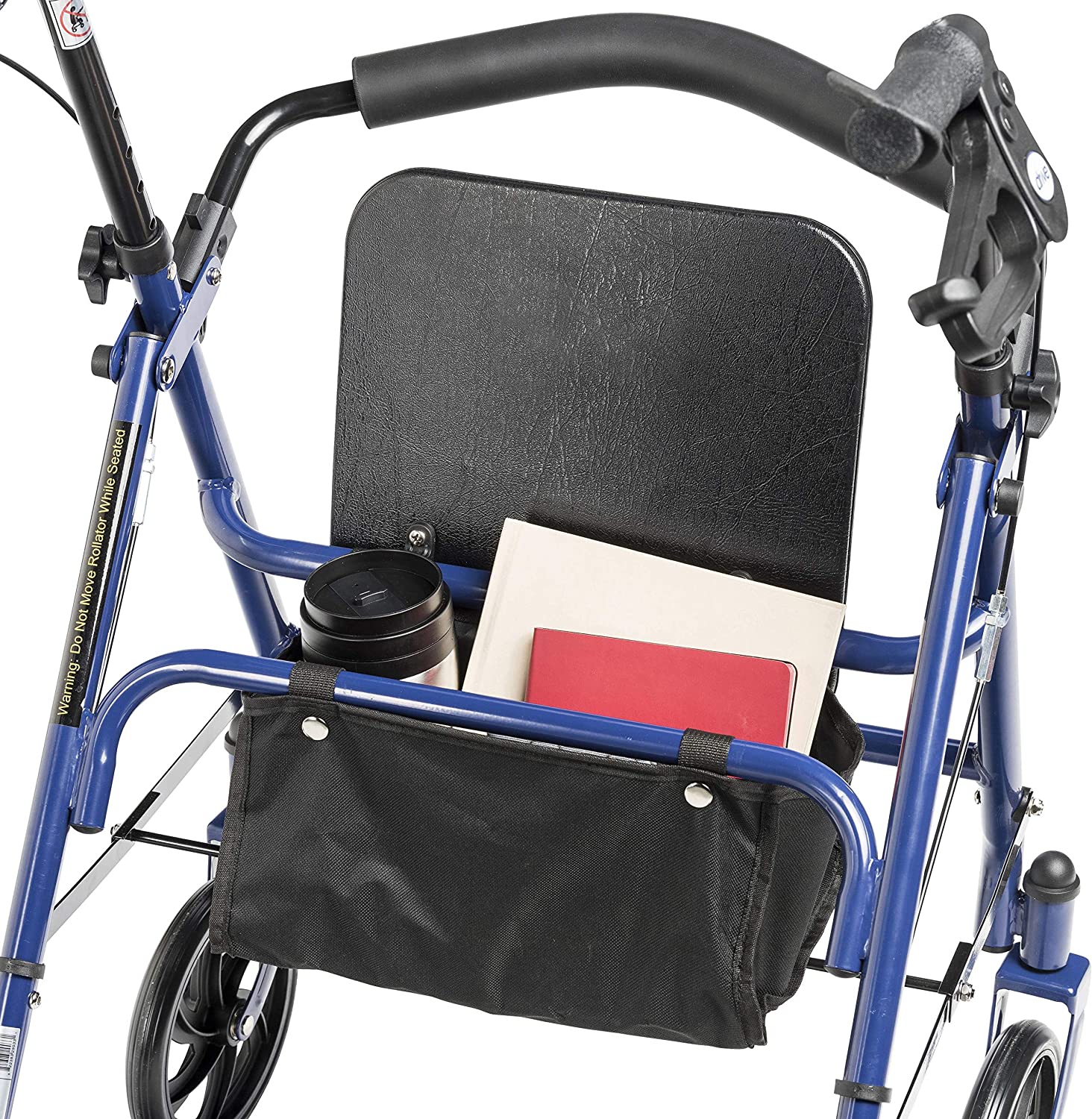 Drive Medical 10257BL-1 4-Wheel Rollator Walker With Seat &amp; Removable Back Support, Blue image 5