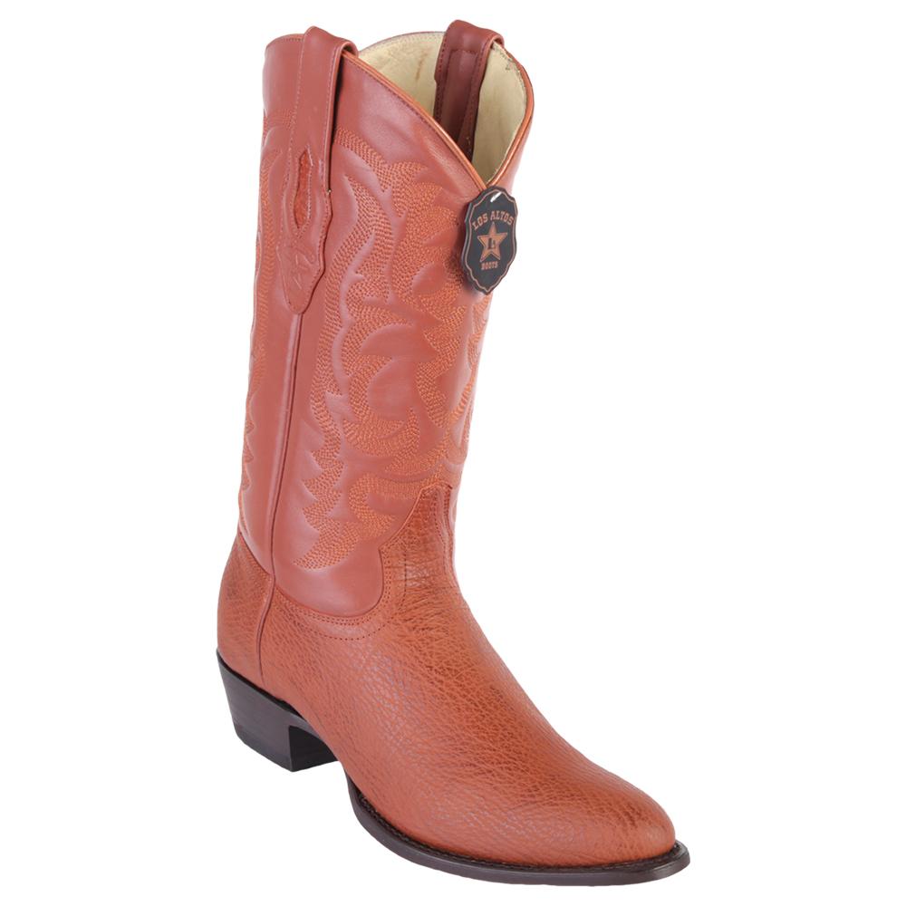Los Altos Boots Mens #659303 Round Toe | Genuine Sharkskin Boots Handmade | Color Cognac image 0