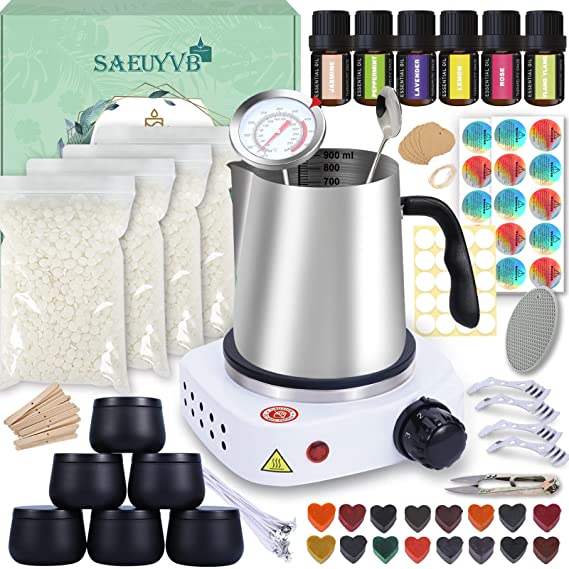 Candle Making Kit,Easy to Make Colored Candle Soy Wax Kit,Including Soy Wax, Wicks,Melting Pot, Tins and More image 0