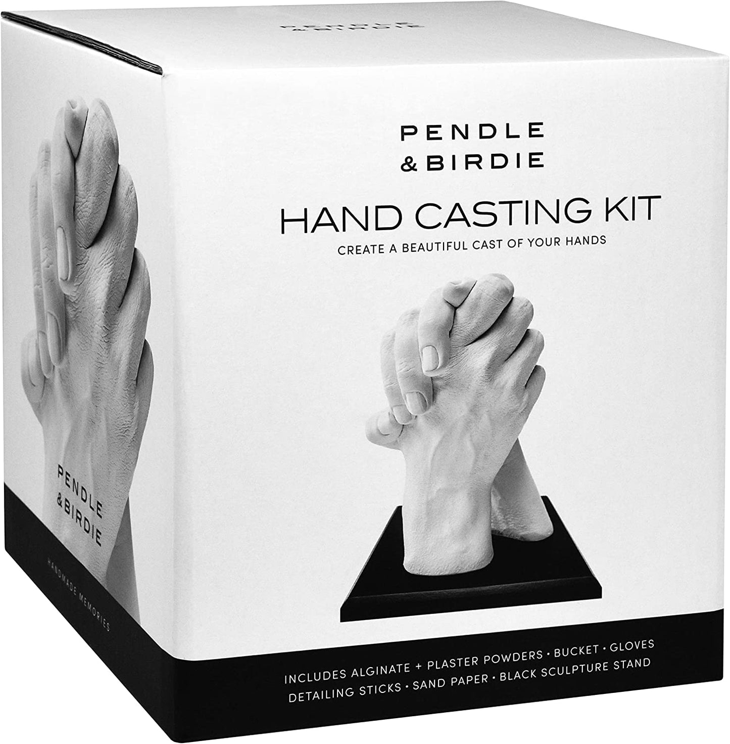 Pendle &amp; Birdie Hand Casting Kit - A Complete Premium Craft Gift to Create a Two-Hand Couples Sculpture Keepsake. Large Kit incl. an Elegant Stand, Plaster &amp; Colour Changing Alginate image 5