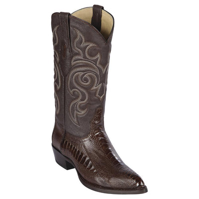 LOS ALTOS BOOTS MENS #990307 J TOE | GENUINE FULL QUILL OSTRICH BOOTS | COLOR BROWN image 0