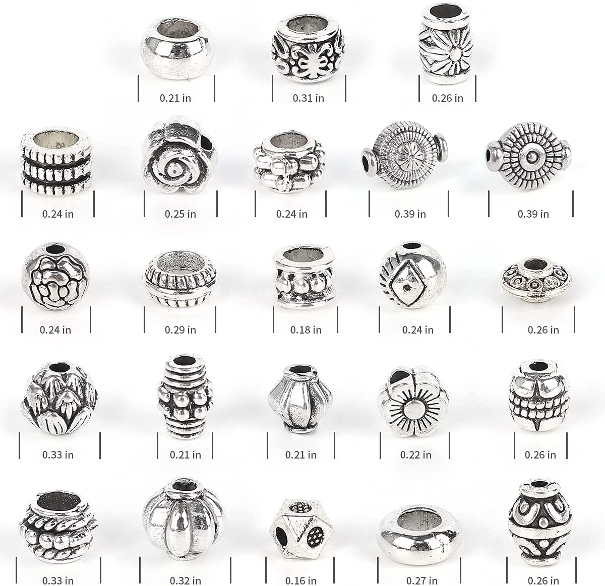 180 Silver Spacer Beads - 100g Tibetan Antique Silver Color Metal Beads Small Loose Spacer Beads with Radom Styles for Jewelry Making DIY Charm Bracelets image 1