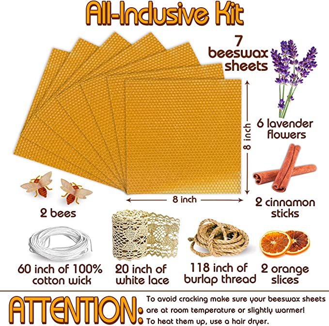 Beeswax Candle Making Kit - All-Inclusive DIY Candle Making Kit for Adults and Kids - Candle Rolling Kit DIY Candle Maker - Beeswax Sheets for Candle Making Kit - Candle Starter Kit Beeswax Candle Kit image 2