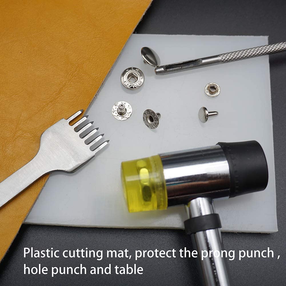 Dorhui 194 Pieces Leather Working Tools with Instruction,Leather Stamping Tools with Cutting Mat Snaps and Rivets Kit, Stitching Groover, Prong Punch, Leather Saddle Making Tools for DIY Leather Craft image 3