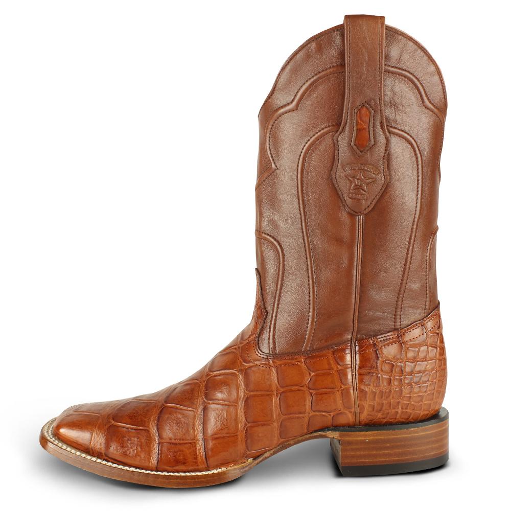 Los Altos Boots Mens #8225803 Wide Square Toe | Genuine  American Alligator skin Boots | Color Cognac image 1