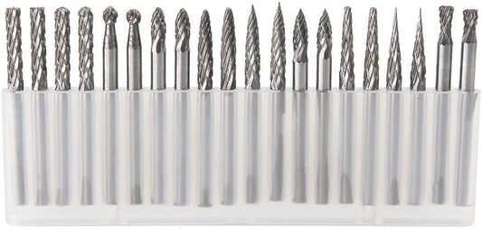 YUFUTOL 20pcs Solid Carbide Burr Set 0.118‘’（3mm）Shank Tungsten Carbide Rotary Files Burrs with 3mm Cutting Head Diameter Fits Most Rotary Drill Die Grinder for Woodworking,Engraving,Drilling,Carving image 0