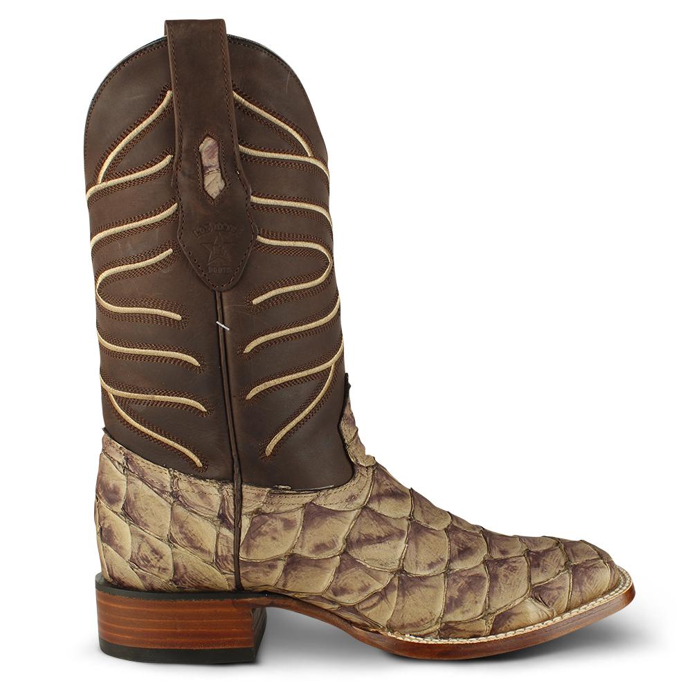 Los Altos Boots Mens #8221065 Wide Square Toe | Genuine Pirarucu Fish Boots | Color Matt Mink image 1