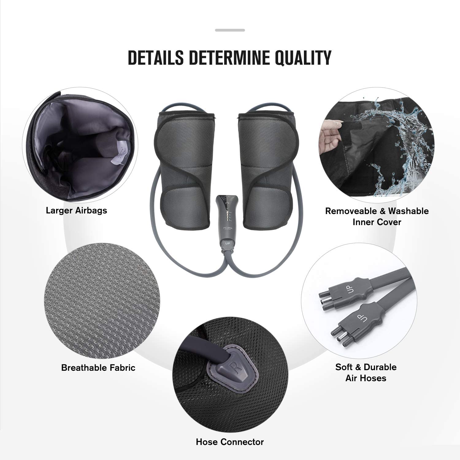 FIT KING Leg Massager for Circulation Calf Massager with Heat 3 Modes 3 Intensities FT-017A image 6