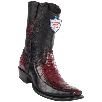 WILD WEST BOOTS #279BF8243 MEN'S | COLOR FADED BURGUNDY | MEN’S WILD WEST CAIMAN BELLY WITH DEER BOOTS DUBAI TOE HANDCRAFTED image 0