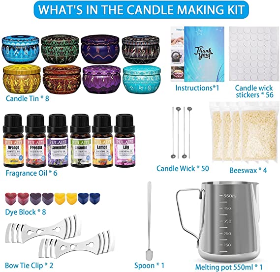 Candle Making Kit, Candle Making Supplies Kit for Adults Kids, DIY Scented Candle Making Kits Including Soy Wax Wicks Scents Oils Dyes Melting Pot Tins Spoon, Festival Gifts for Women image 1