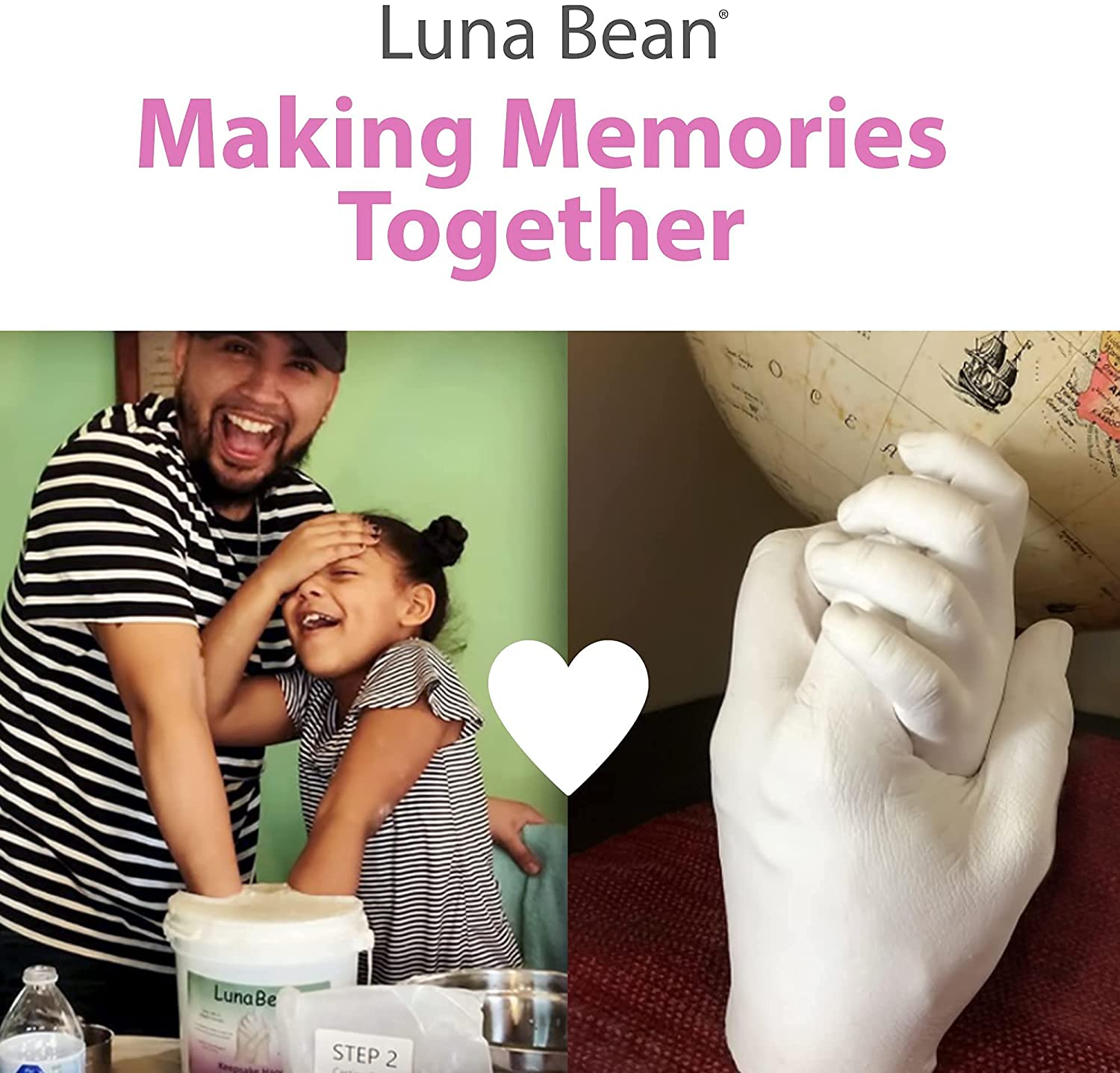 Luna Bean Keepsake Hands Casting Kit | DIY Plaster Statue Casting Kit | Hand Holding Craft for Couples, Adult &amp; Child, Wedding, Friends, Anniversary image 4