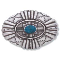 Tandy Leather Southwest Oval Trophy Buckle w/Turq 1-1/2" (38 mm) #1762-10 image 0