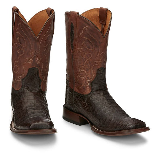 Tony Lamas Boots Men's Footwear Western Canyon 11" Caiman Belly Tail Color Brown image 0