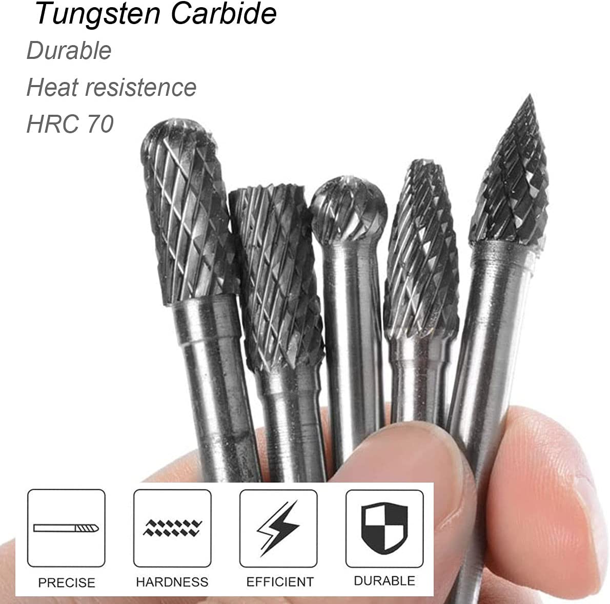aTourer Carbide Burr Set 1/4 Shank, Tungsten Rotary Burs Die Grinder Bits Accessories Cutting Milling Carving 6x6mm (Carbide Burr Set 1/4 x 1/3" (6x8mm)) image 1