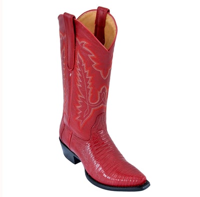 WOMEN'S LOS ALTOS SNIP TOE TEJU LIZARD BOOTS HANDMADE | COLOR RED (340712) image 0
