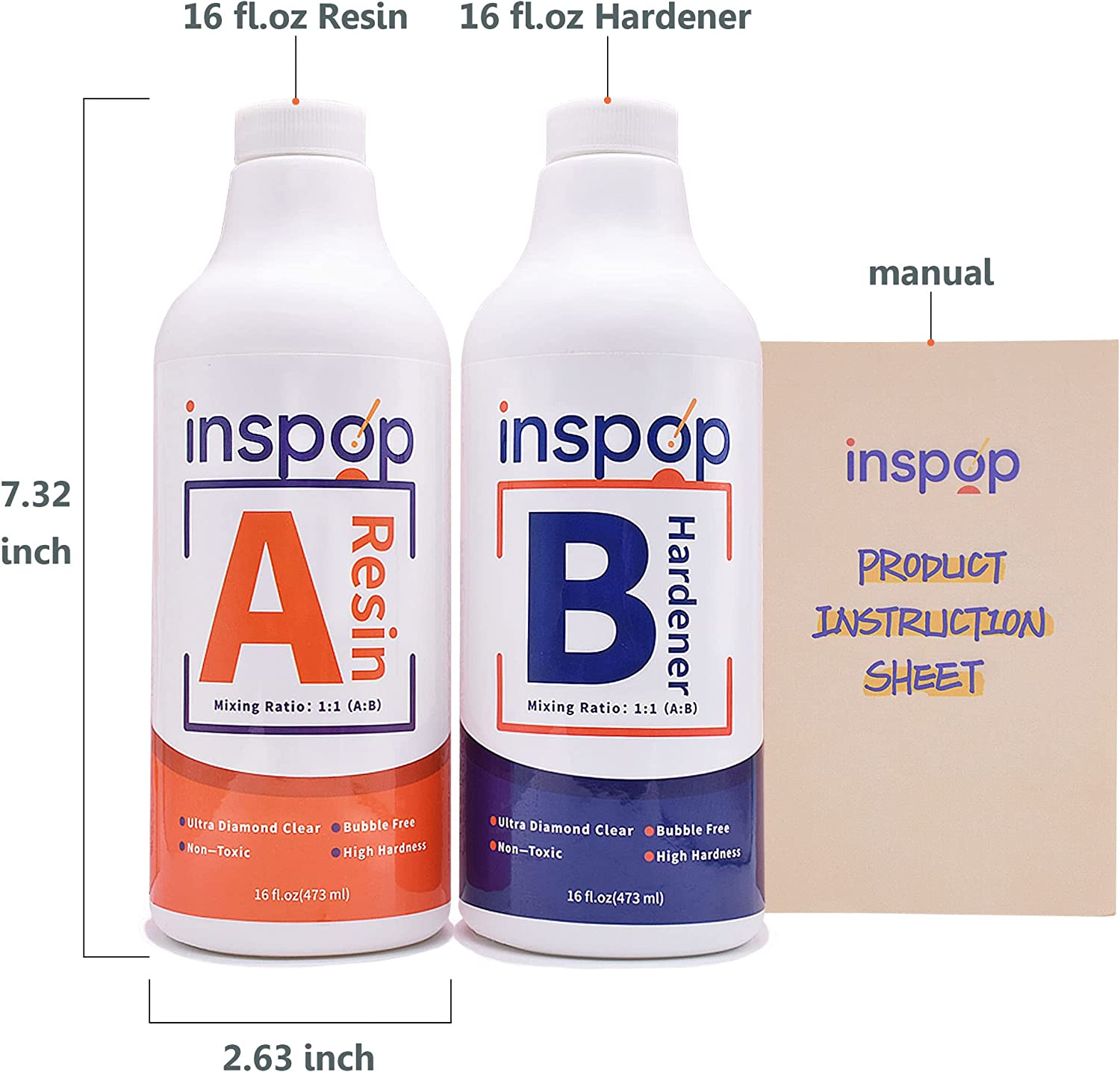 32 fl.oz Craft Epoxy Resin and Hardener Kit, Crystal Clear, Food Safe &amp; Low Odor, Bubble Free, High Hardness for Casting, Coating and Art, Wood, Jewelry and More Projects, 2 Part Resin 1:1 Ratio image 6