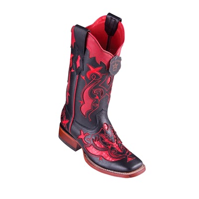 WOMEN’S LOS ALTOS TEJU LIZARD BOOTS WIDE SQUARE TOE HANDCRAFTED | SANDED RED (32R0720) image 0