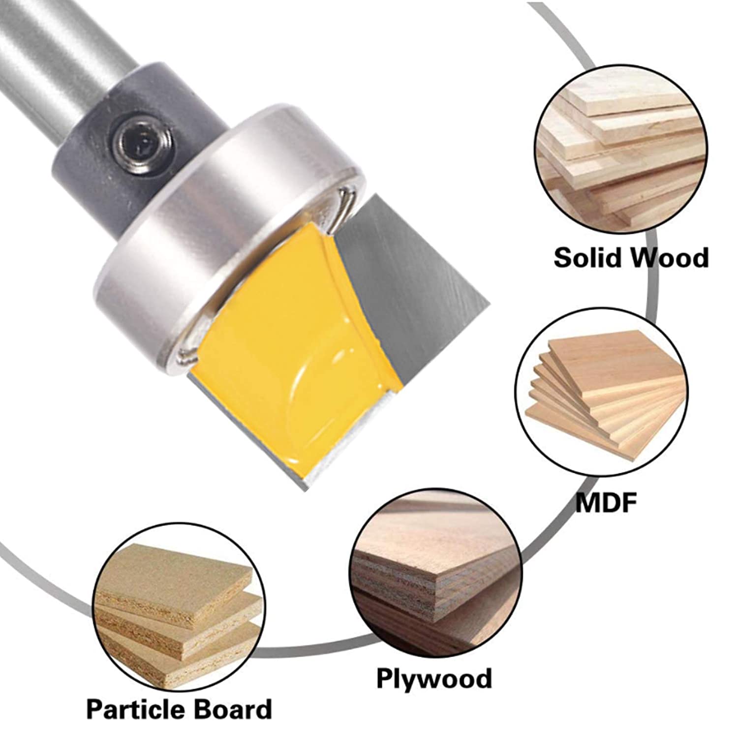 Top Bearing Flush Trim Pattern Router Bit in 1/4 inch Shank, 3/4 inch Cutting Diameter by Tooldo image 5