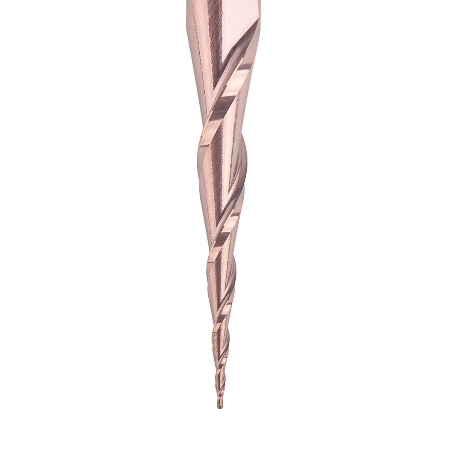 SpeTool 4Pcs Tapered Ball Nose End Mill 1/4" -3" with 0.5mm Tip Diameter (0.25mm Radius) CNC Router Bit 2D and 3D Engrave Carving Woodworking Tool image 6
