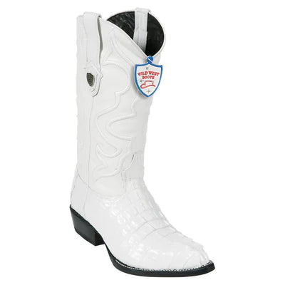WILD WEST BOOTS #2990128 MEN'S | COLOR WHITE | MEN'S WILD WEST CAIMAN TAIL J TOE BOOTS HANDCRAFTED image 0