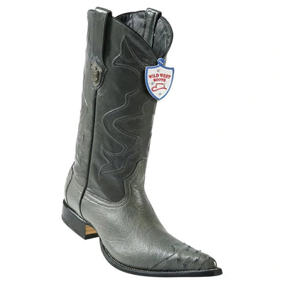 WEST BOOTS #2950409 MEN'S | COLOR GRAY | MEN'S WILD WEST SMOOTH OSTRICH 3X TOE WING TIP BOOTS HANDCRAFTED image 0