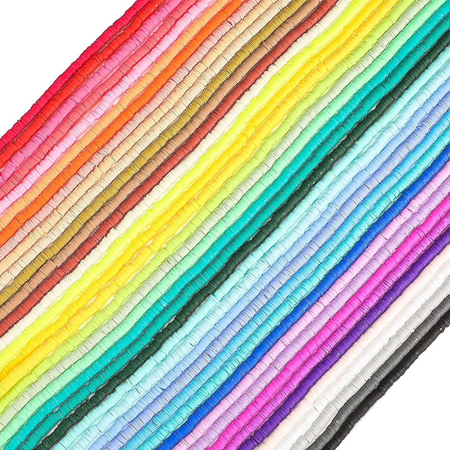 15200 Pieces 40 Strands Clay Beads Colorful Heishi Clay Beads Polymer Clay Beads Flat Round Beads for Jewelry Making DIY Bracelet Necklace Earrings, 40 Colors image 0