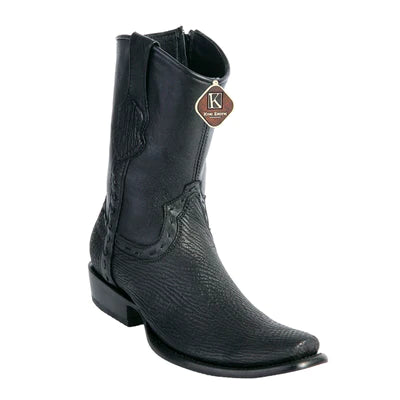 MEN'S KING EXOTIC SHARKSKIN BOOTS WITH INSIDE ZIPPER DUBAI TOE HANDCRAFTED BLACK (479B0905) image 0
