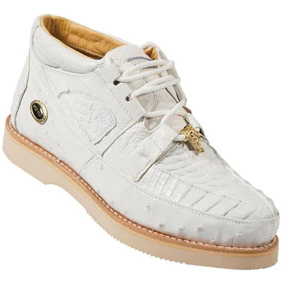 WILD WEST BOOTS #2ZA050228 MEN'S | COLOR WHITE | MEN'S WILD WEST CAIMAN WITH OSTRICH CASUAL SHOES HANDCRAFTED image 0