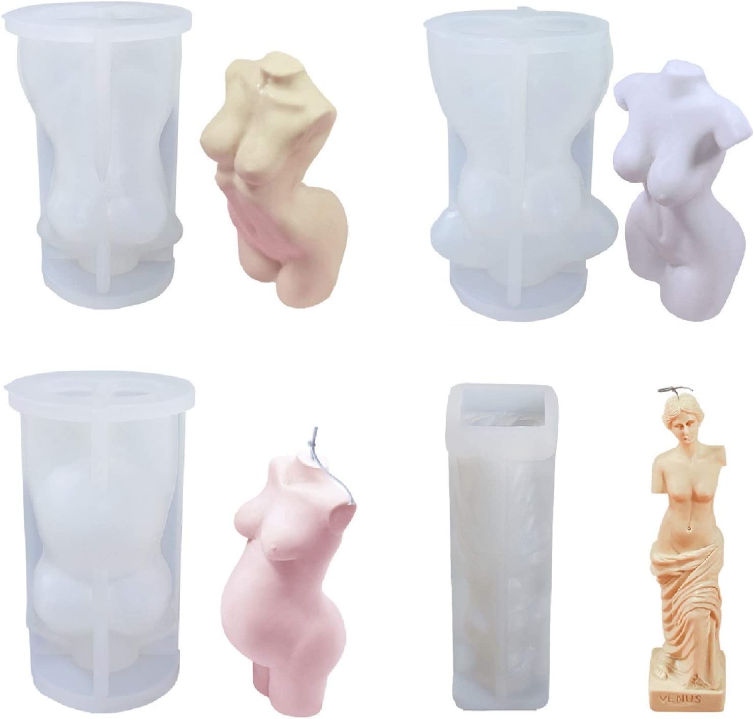 4 Pack Portrait Silicone Candle Mold DIY Silicone Mold for Resin Soap Cake Chocolate Wax Mold Venus Candle Mold image 0