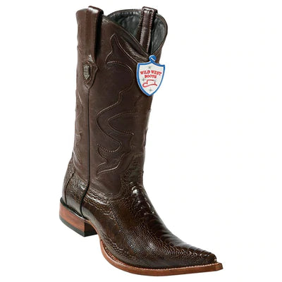 WILD WEST BOOTS #2950507 MEN'S | COLOR BROWN | MEN'S WILD WEST OSTRICH LEG 3X TOE BOOTS HANDCRAFTED image 0