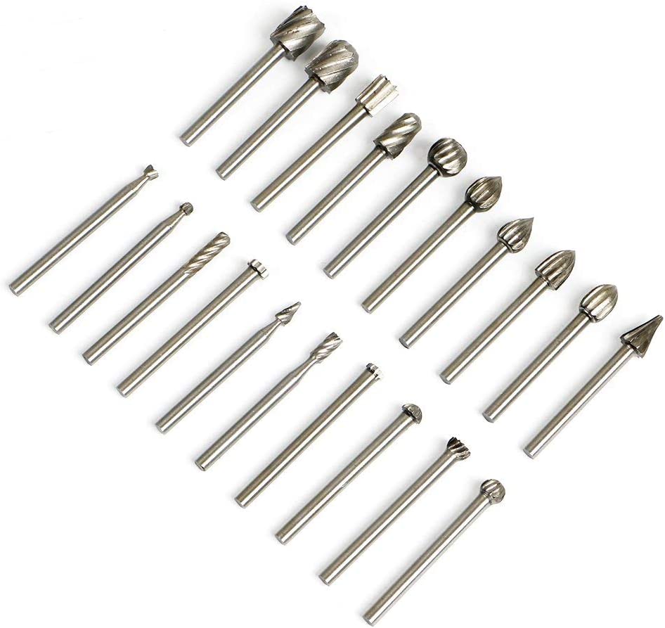 20 PCS HSS Routing Router Grinding Bit Set Burr Speed Kit for Dremel Wood Working Tools Carving Drilling image 1