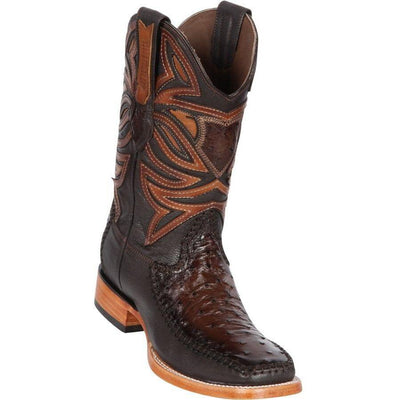 LOS ALTOS BOOTS MENS #82F8216 WIDE SQUARE TOE | GENUINE CAIMAN BELLY &amp; DEER BOOTS | COLOR FADED BROWN image 0