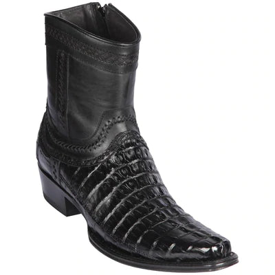 LOS ALTOS BOOTS MENS #76B0105 LOW SHAFT EUROPEAN SQUARE TOE | GENUINE CAIMAN BELLY LEATHER BOOTS | COLOR BLACK image 0